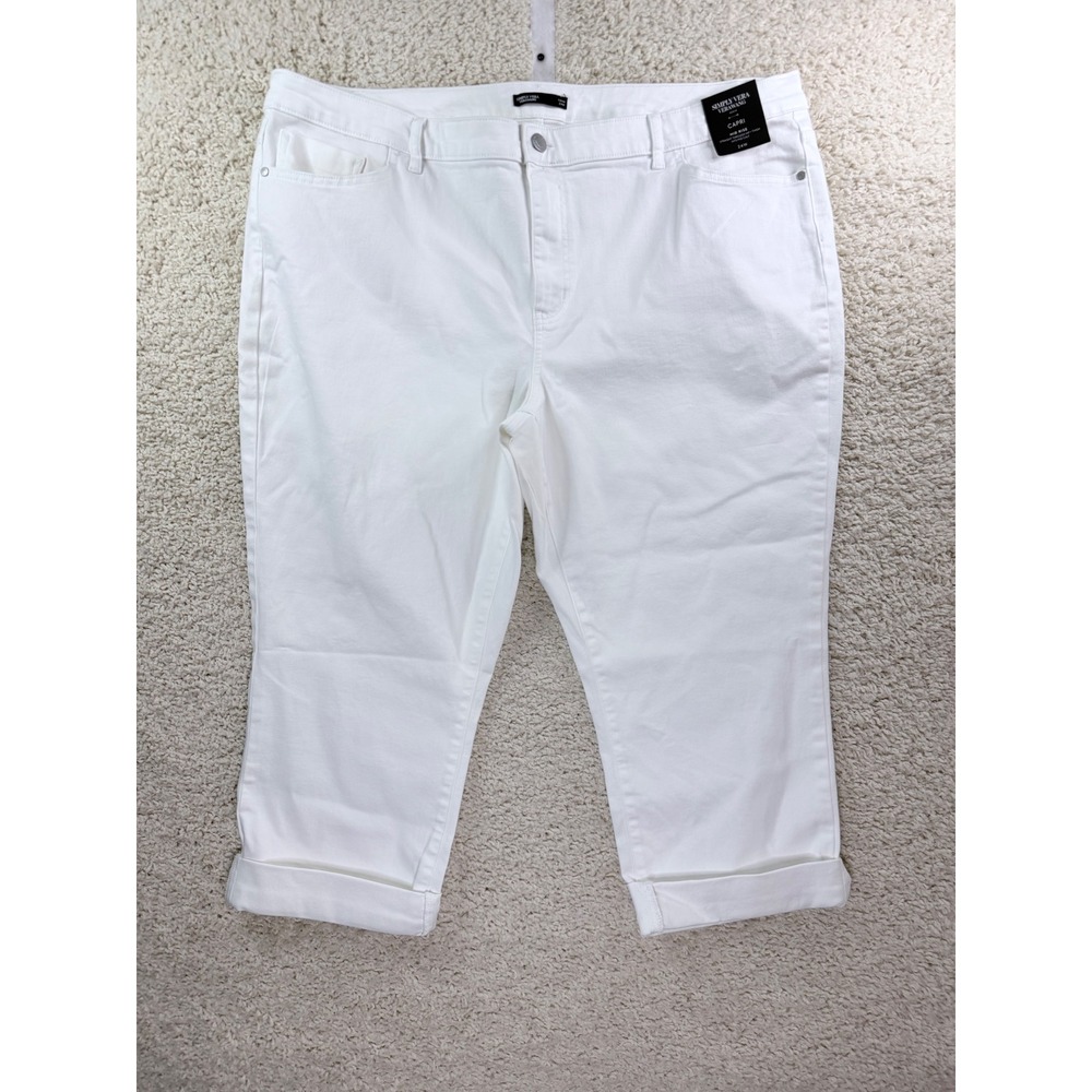 Simply Vera Vera Wang Capri Jeans 24W White NWT Mid Rise Cuffed Cropped Pants